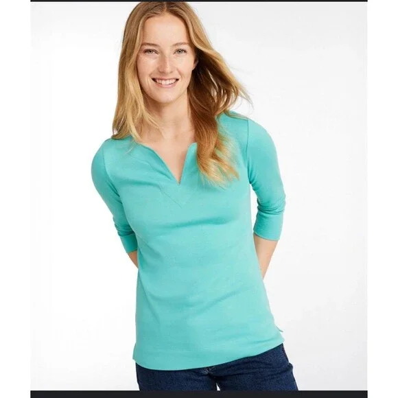 L.Lbean Three-Quarter Sleeve Tunic Top 100 Cotton Women’s Medium Size - Picture 1 of 9